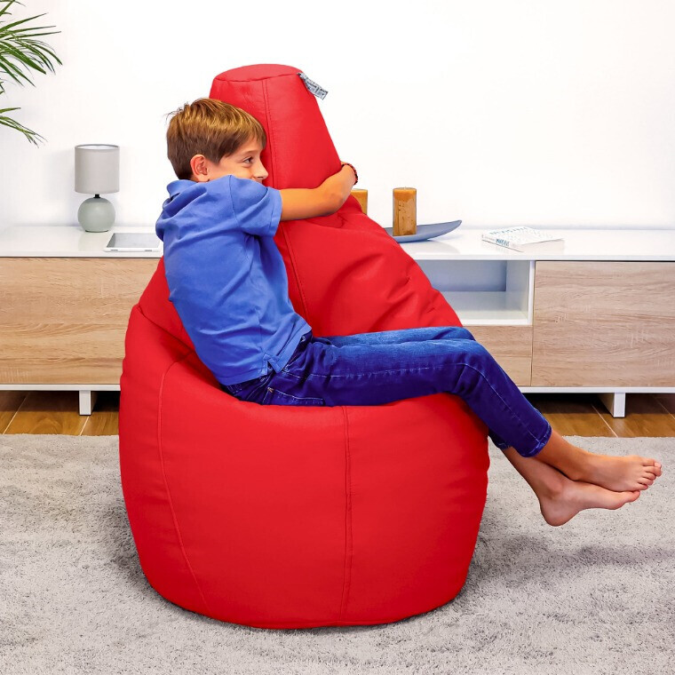 Pouf Poltrona Sacco in Similpelle Rosso (6)
