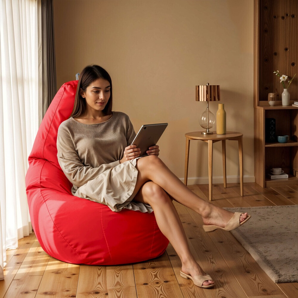 Pouf Poltrona Sacco in Similpelle Rosso (1)