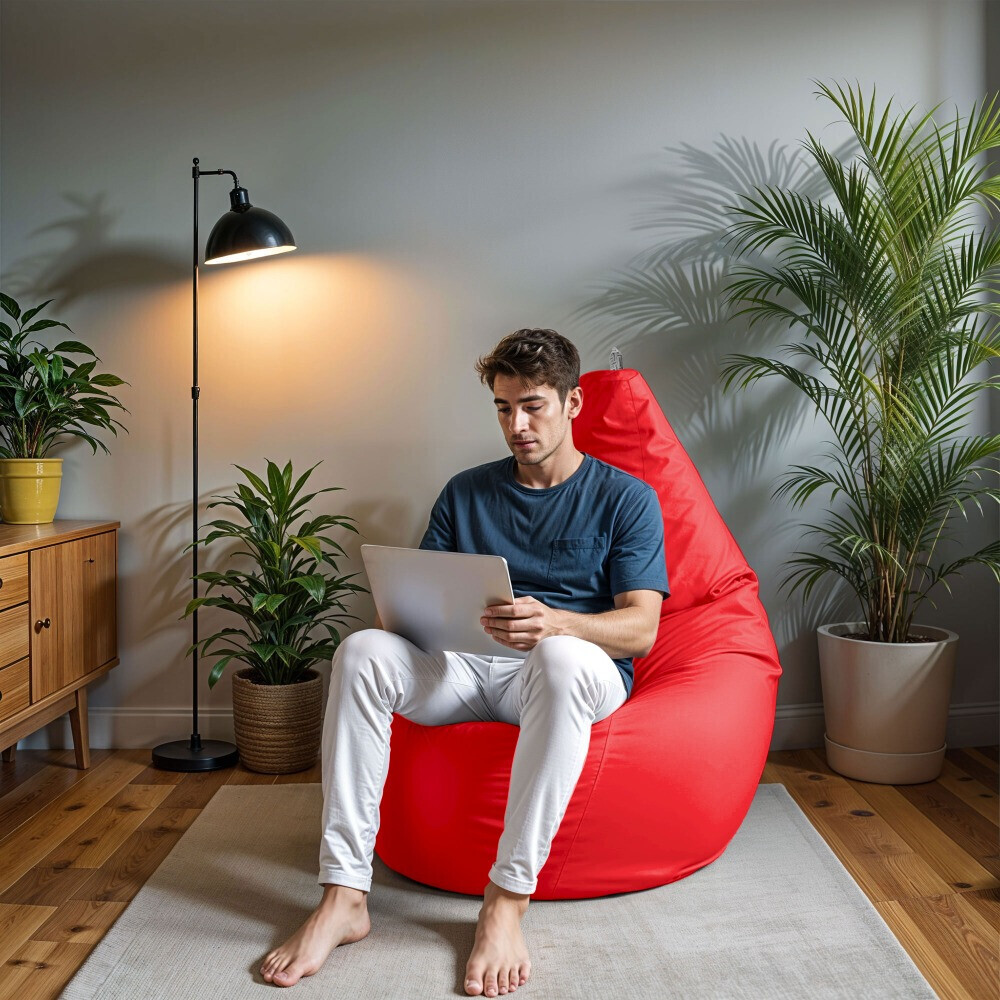 Pouf Poltrona Sacco in Similpelle Rosso (2)