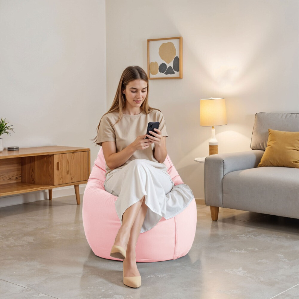 Pouf Poltrona Sacco in Similpelle Rosa (2)