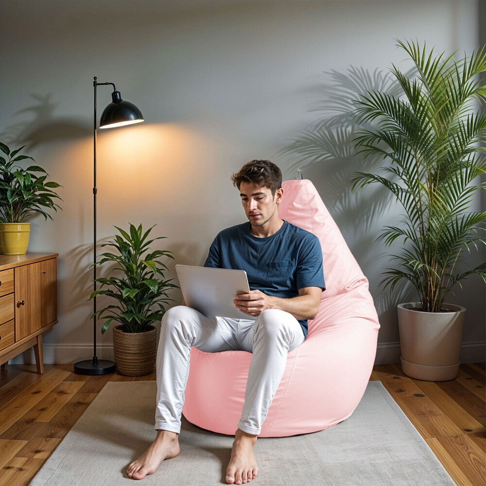 Pouf Poltrona Sacco in Similpelle Rosa (2)