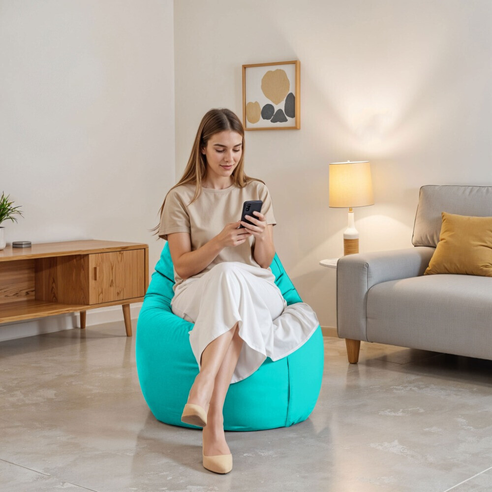 Pouf Poltrona Sacco in Similpelle Turchese (2)