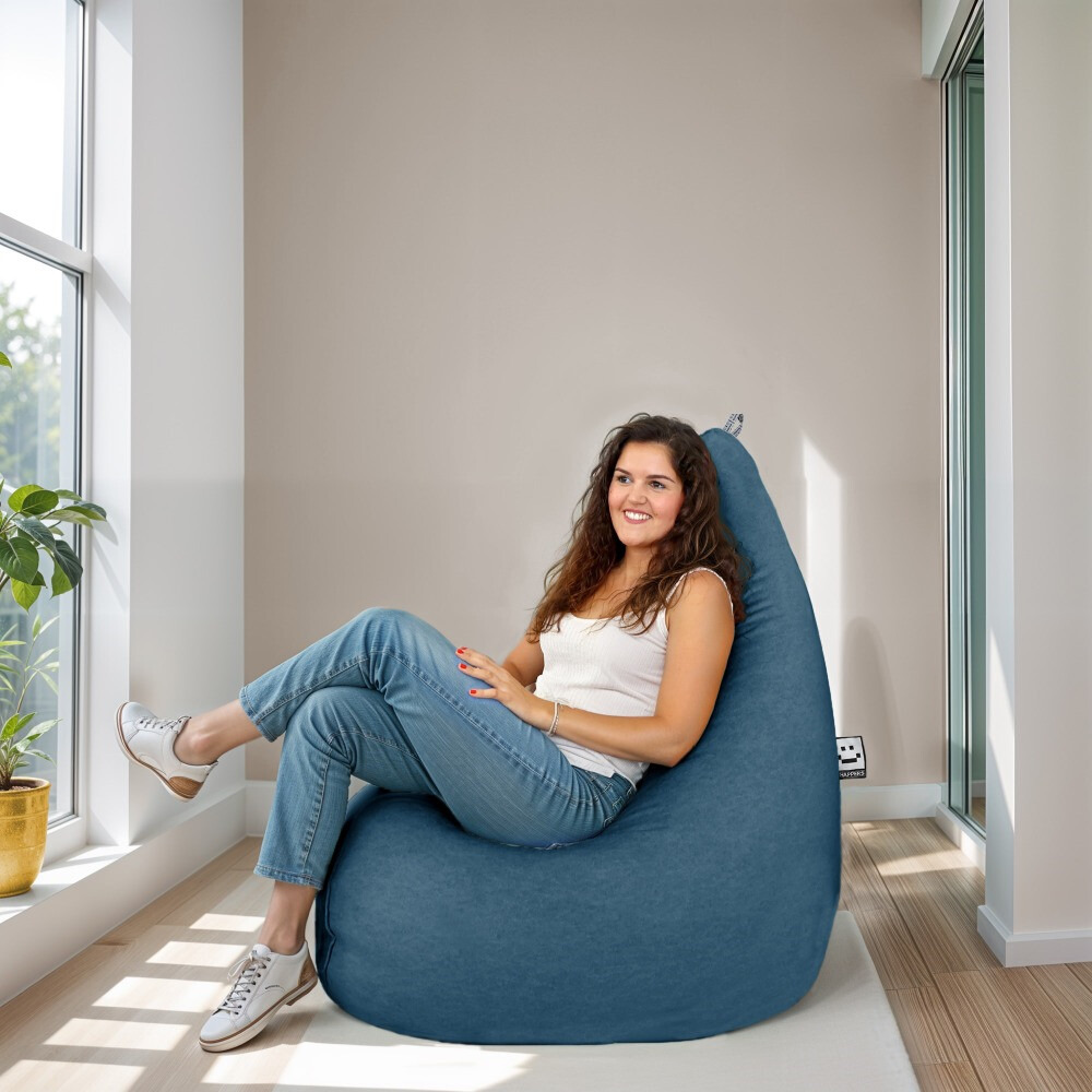 Poltrona Sacco Relax Velluto Vintage Blu Scuro (1)