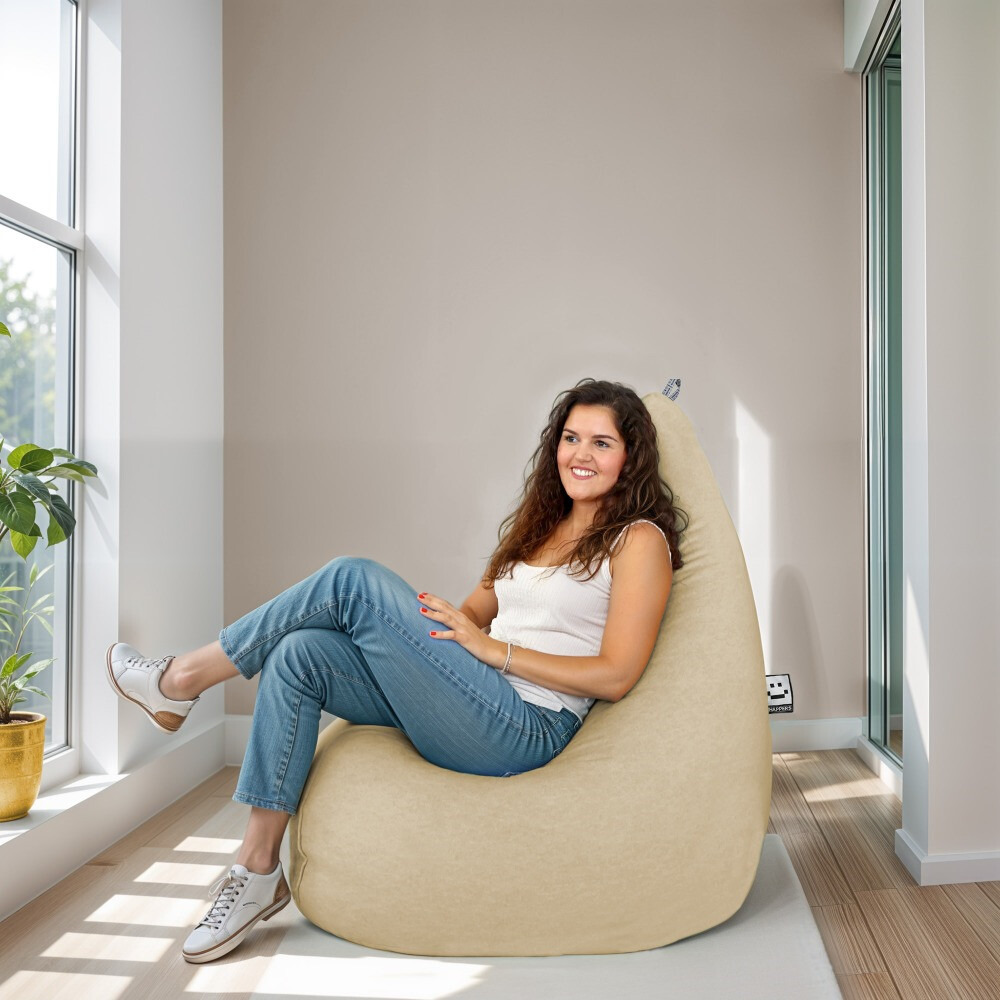 Poltrona Sacco Relax Velluto Vintage Beige (1)