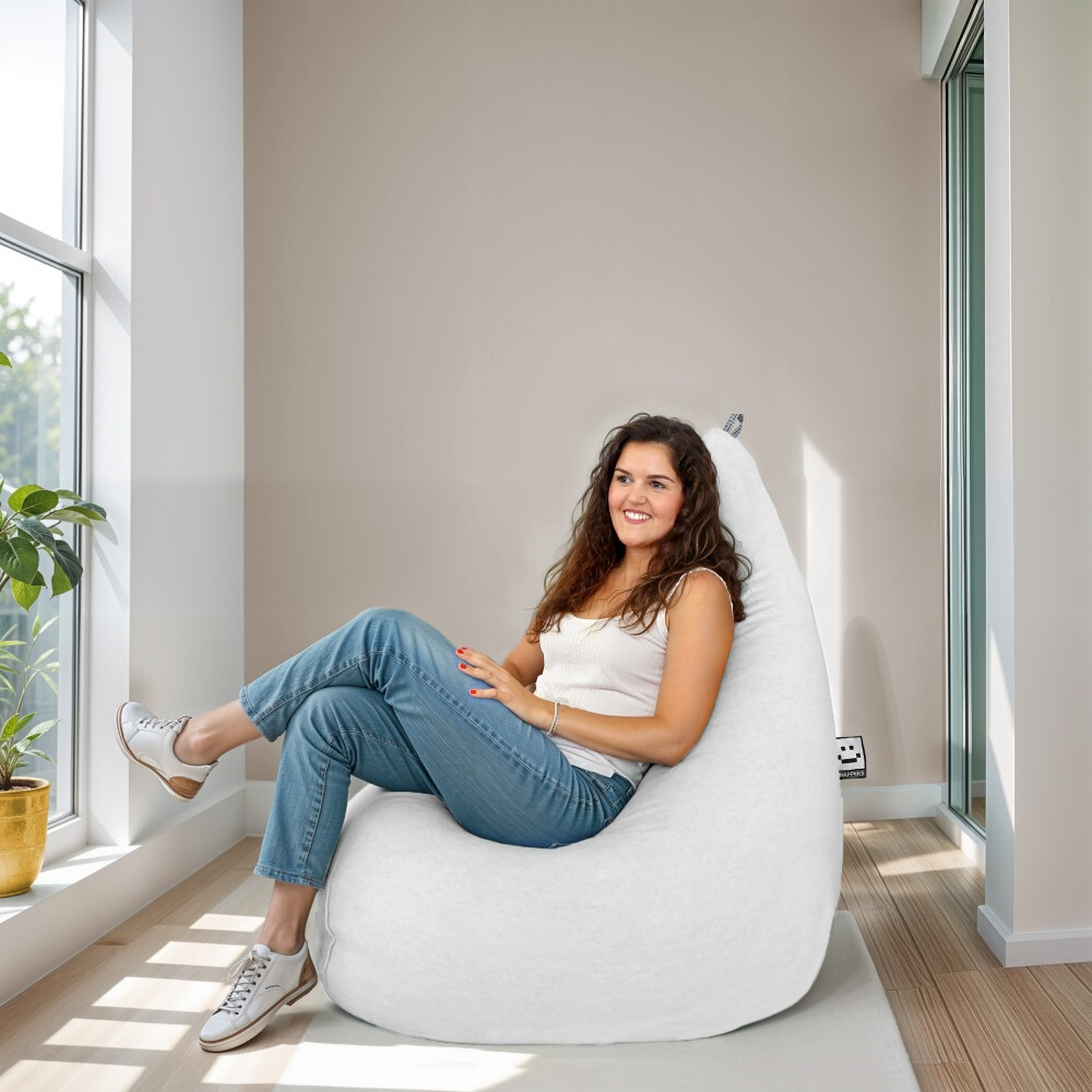 Poltrona Sacco Relax Velluto Vintage Grigio Chiaro (1)