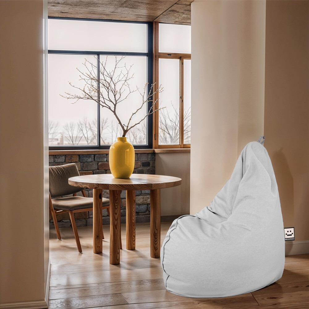 Poltrona Sacco Relax Velluto Vintage Grigio Chiaro (2)