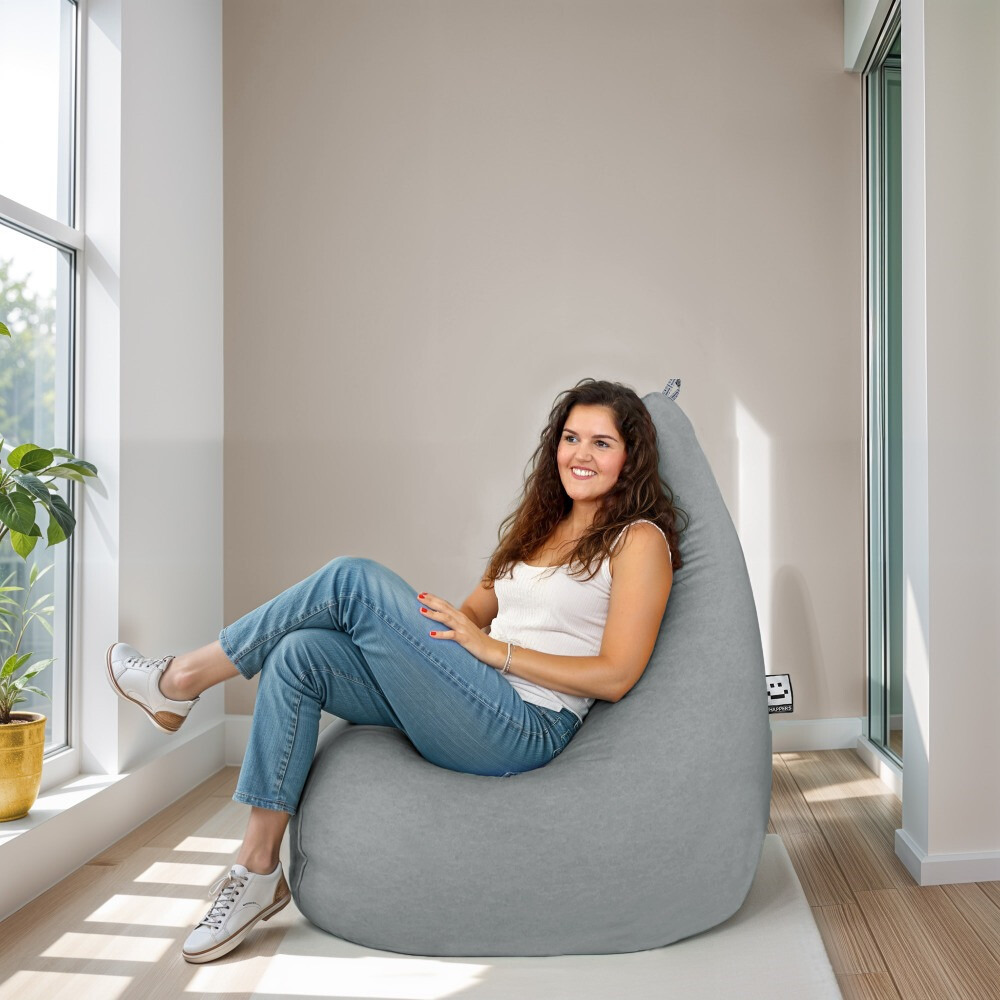 Poltrona Sacco Relax Velluto Vintage Grigio (1)