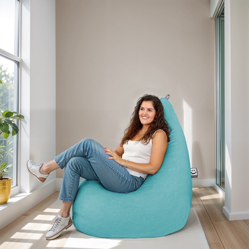 Poltrona Sacco Relax Velluto Vintage Turchese (1)