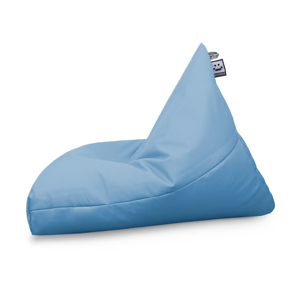 Puff Pirámide Polipiel  Azul Claro (3)