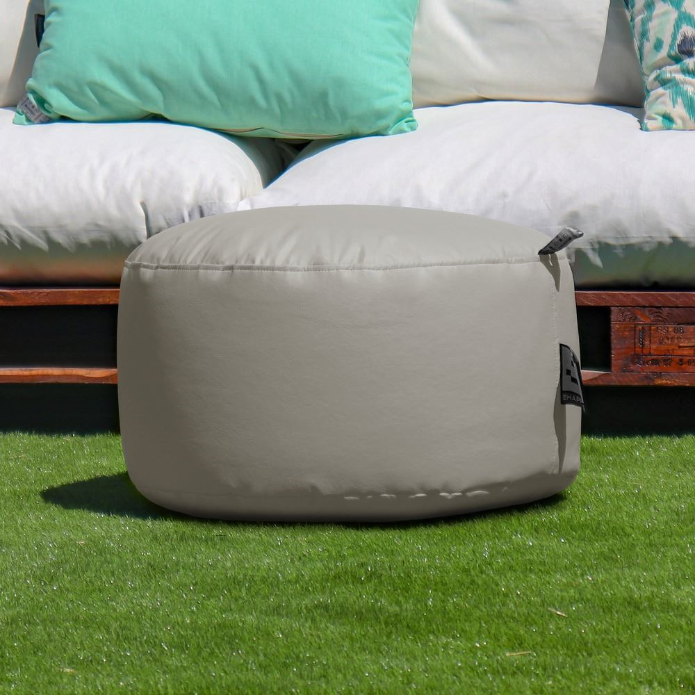 Puff Redondo Polipiel Outdoor Gris Claro Happers (1)
