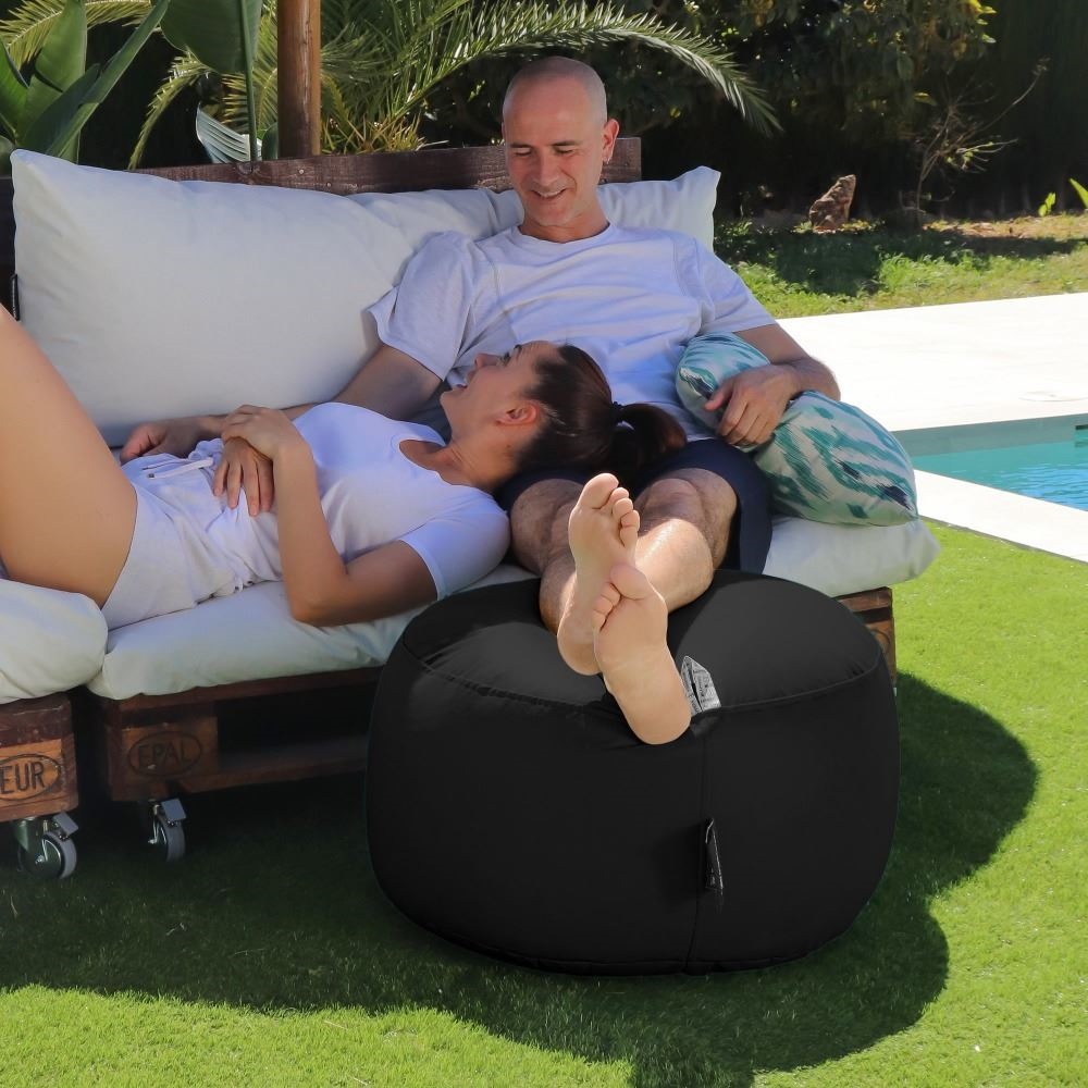Puff Redondo Polipiel Outdoor Negro Happers (2)
