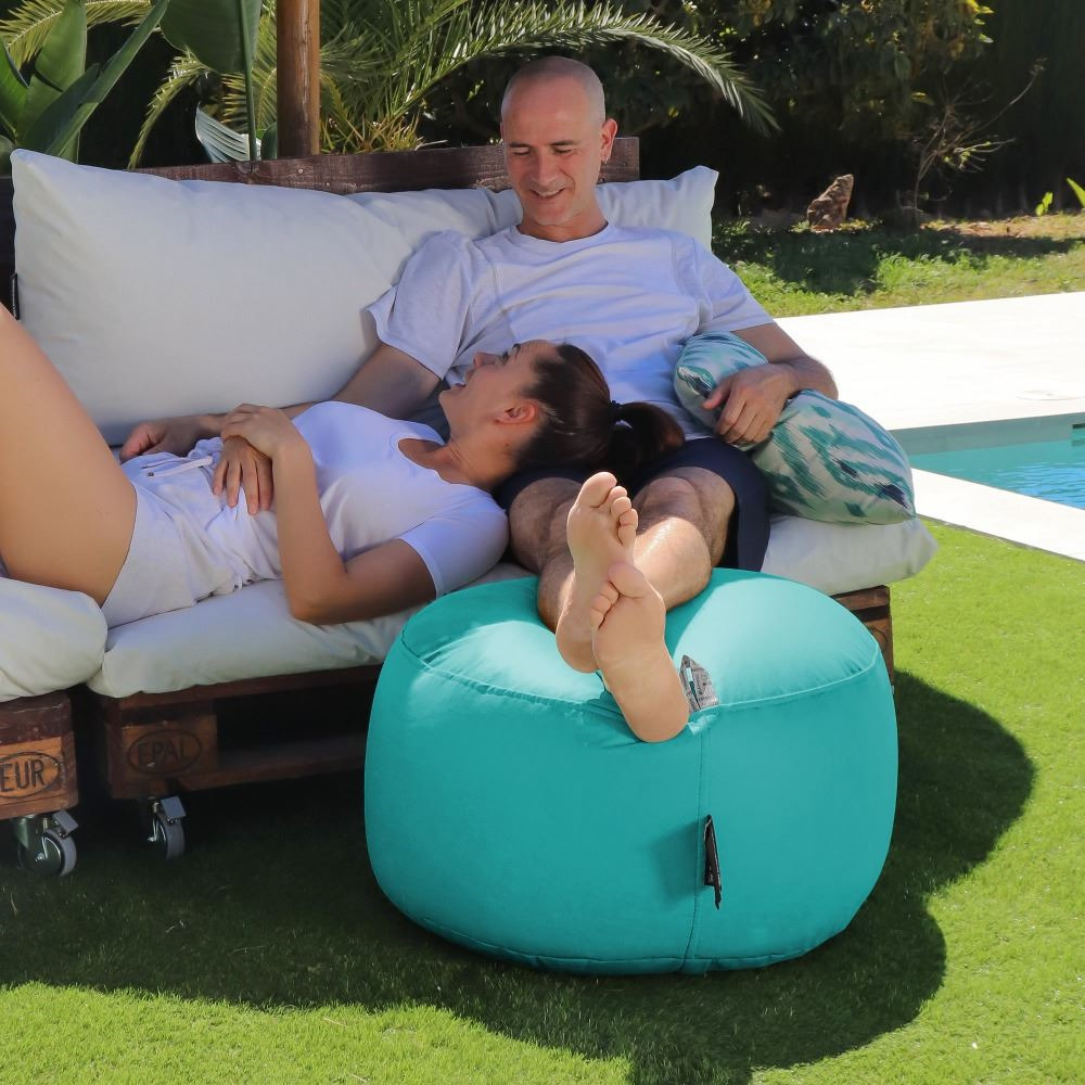 Puff Redondo Polipiel Outdoor Turquesa Happers (2)