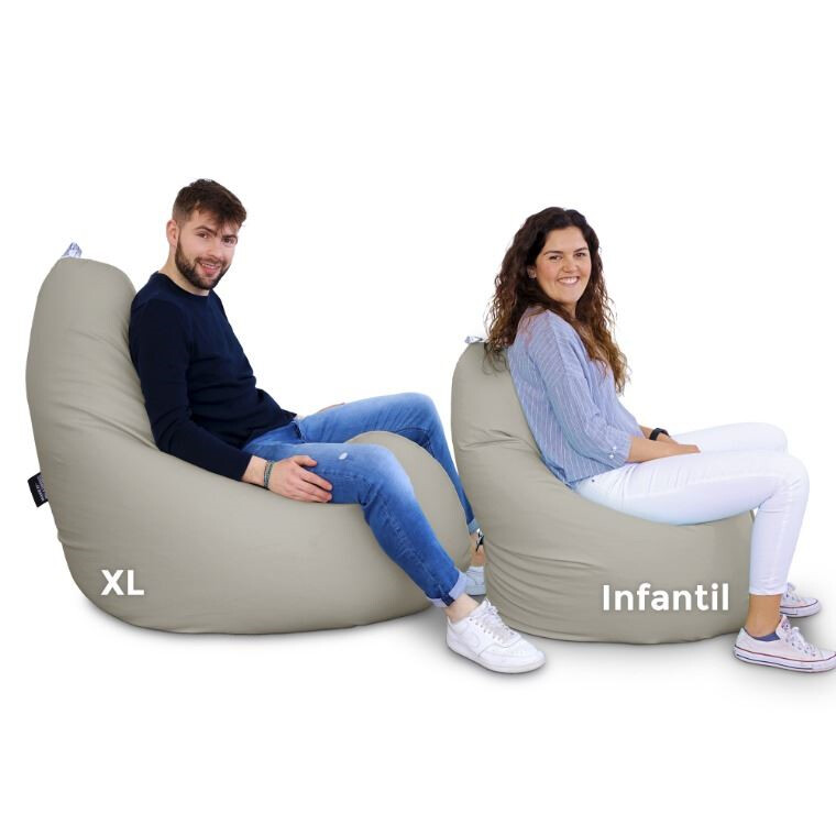 Poltrona Sacco Relax in Similpelle per Esterno o Interno Grigio Chiaro (4)