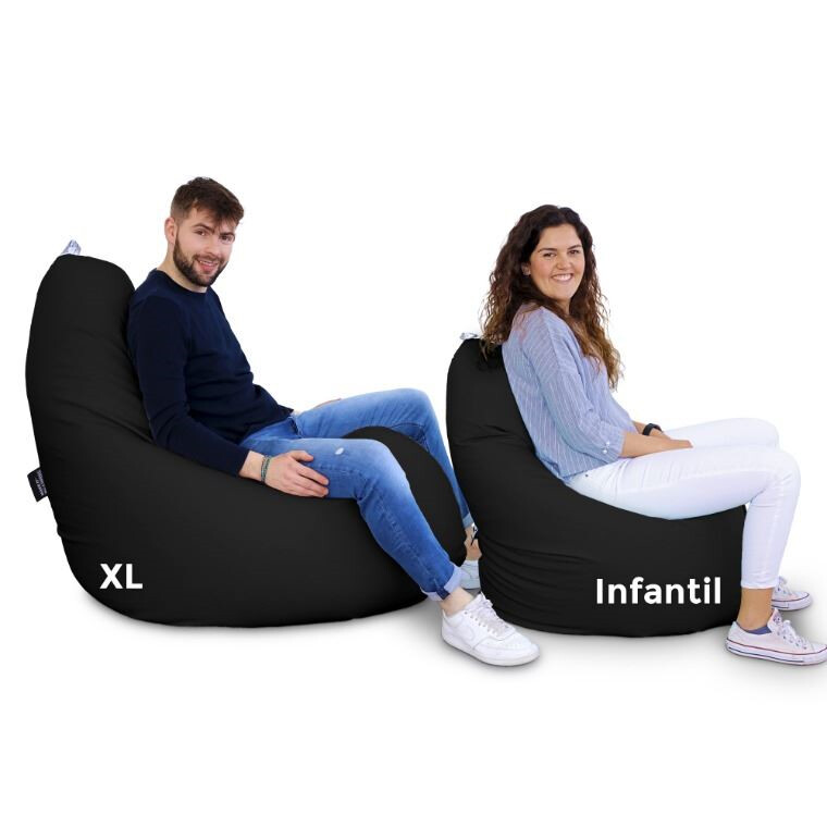 Puff Pera Relax Polipiel para Exterior o Interior Negro (1)