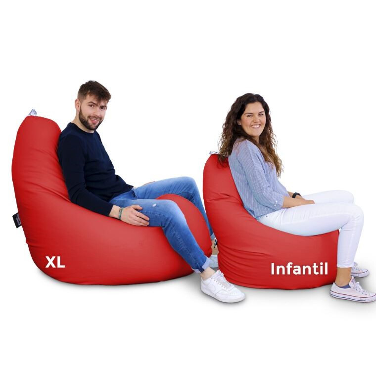 Puff Pera Relax Polipiel para Exterior o Interior Rojo (1)