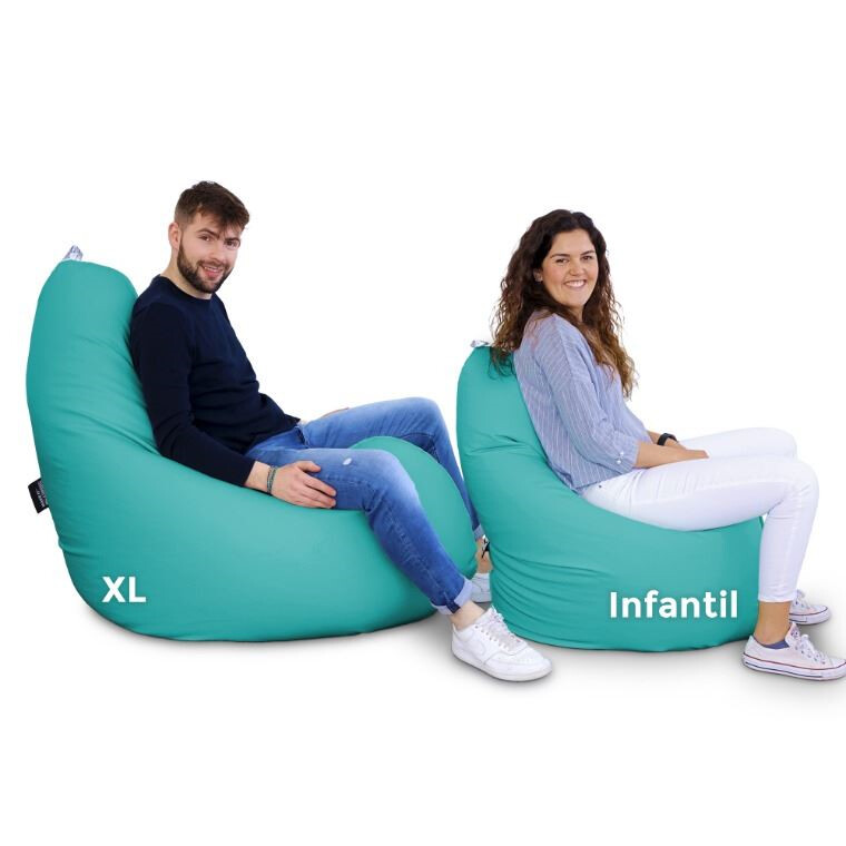 Puff Pera Relax Polipiel para Exterior o Interior Turquesa (1)