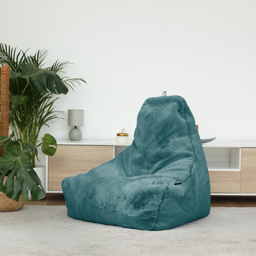 Pouf Salotto con Riempimento Incluso Pelo Blu (1)