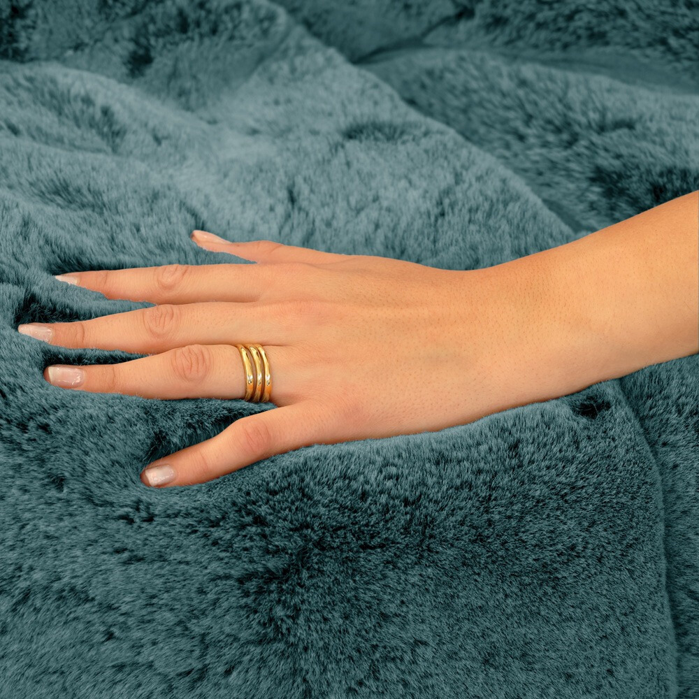 Pouf Salotto con Riempimento Incluso Pelo Blu (2)