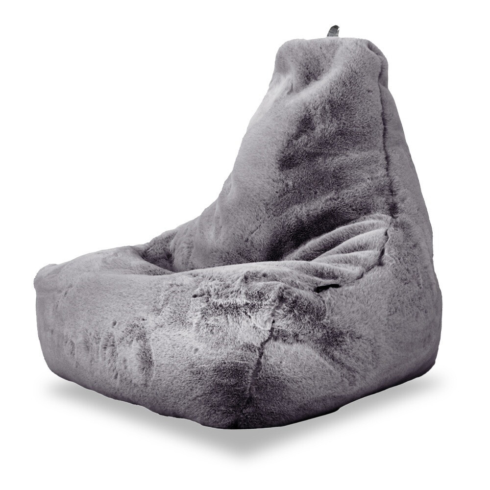 Pouf Salotto con Riempimento Incluso Pelo Grigio ()