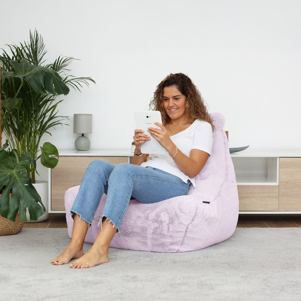 Pouf Salotto con Riempimento Incluso Pelo Lavanda (3)