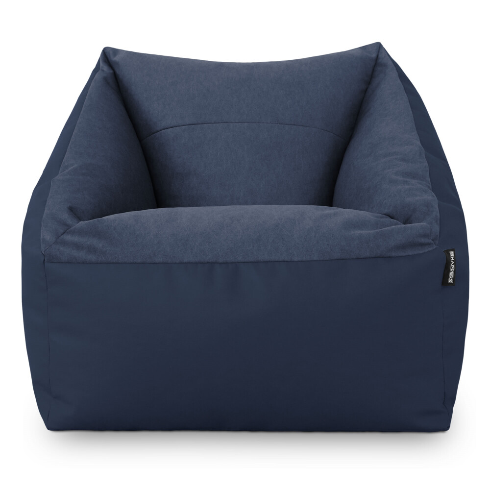 Pouf Divano Velluto e Similpelle Blu ()