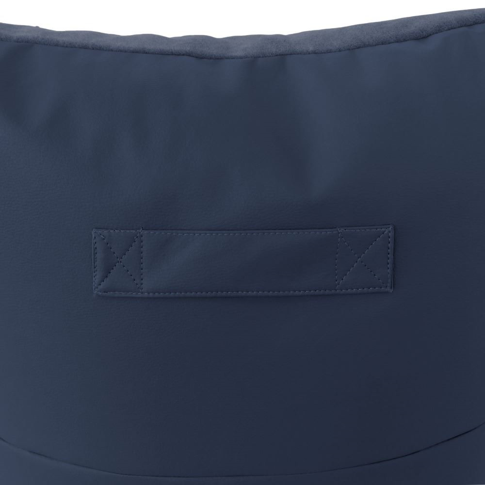 Pouf Divano Velluto e Similpelle Blu (5)