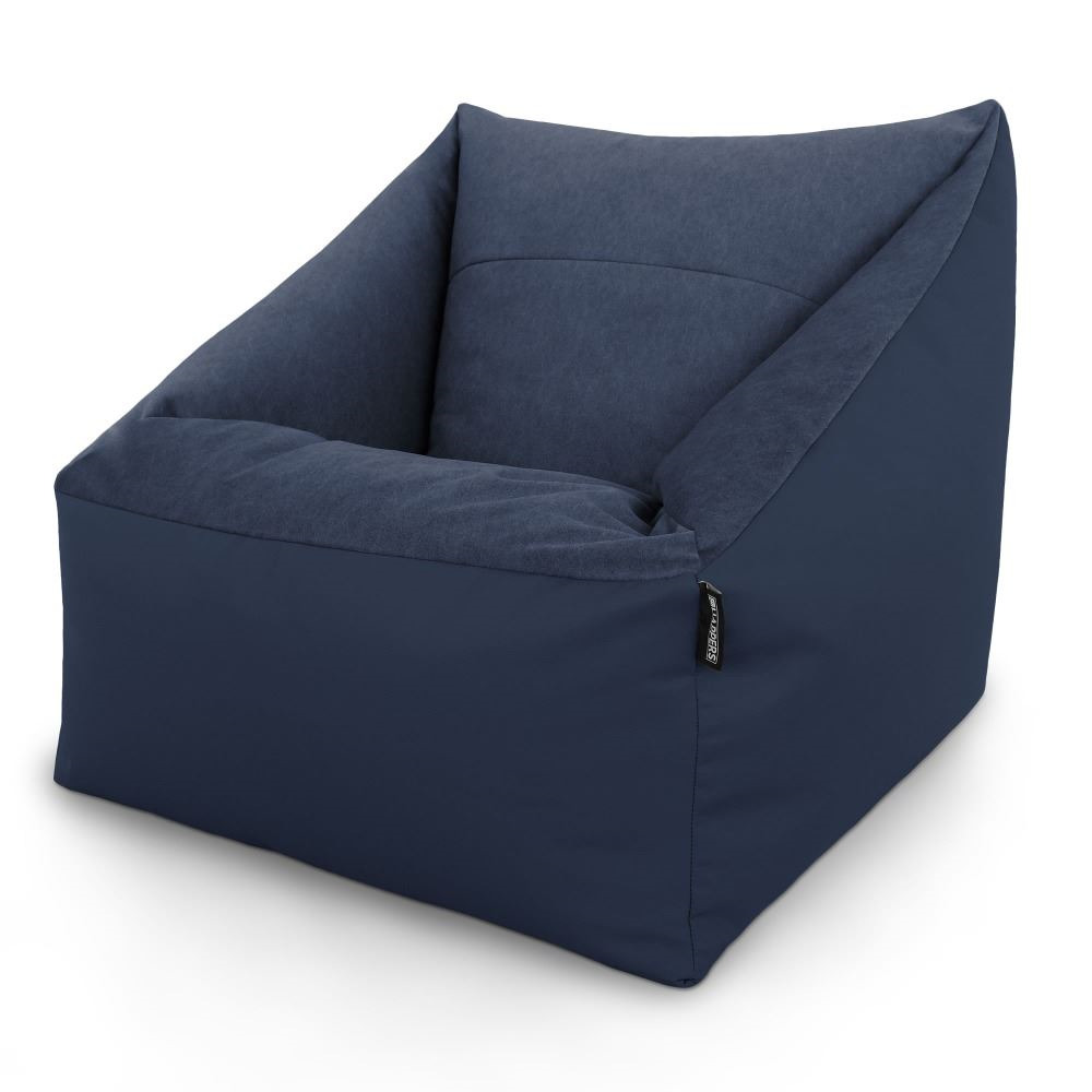 Pouf Divano Velluto e Similpelle Blu (3)