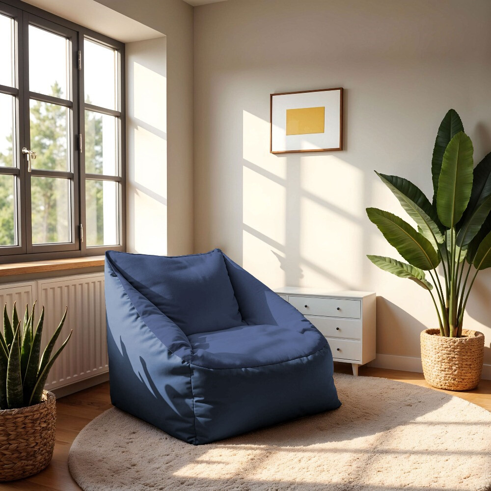 Pouf Divano Velluto e Similpelle Blu (2)