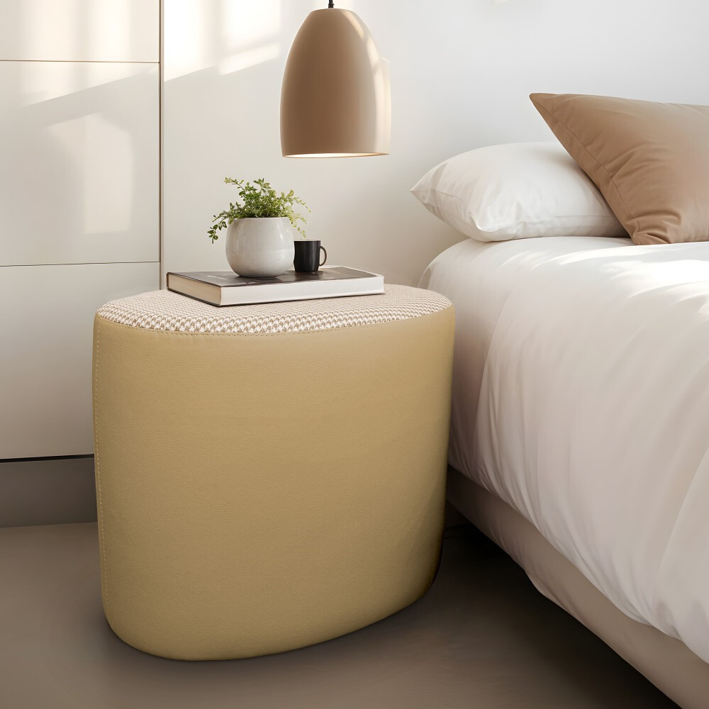 Pouf sgabello Ovale Pinna Jacquard Beige (1)