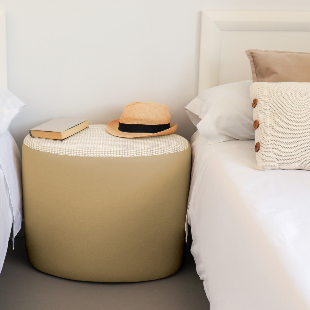 Pouf sgabello Ovale Pinna Jacquard Beige (2)