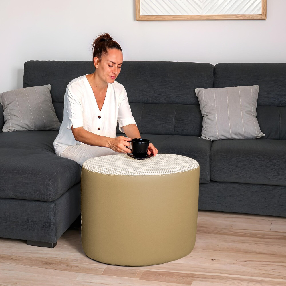 Pouf sgabello Ovale Pinna Jacquard Beige (5)