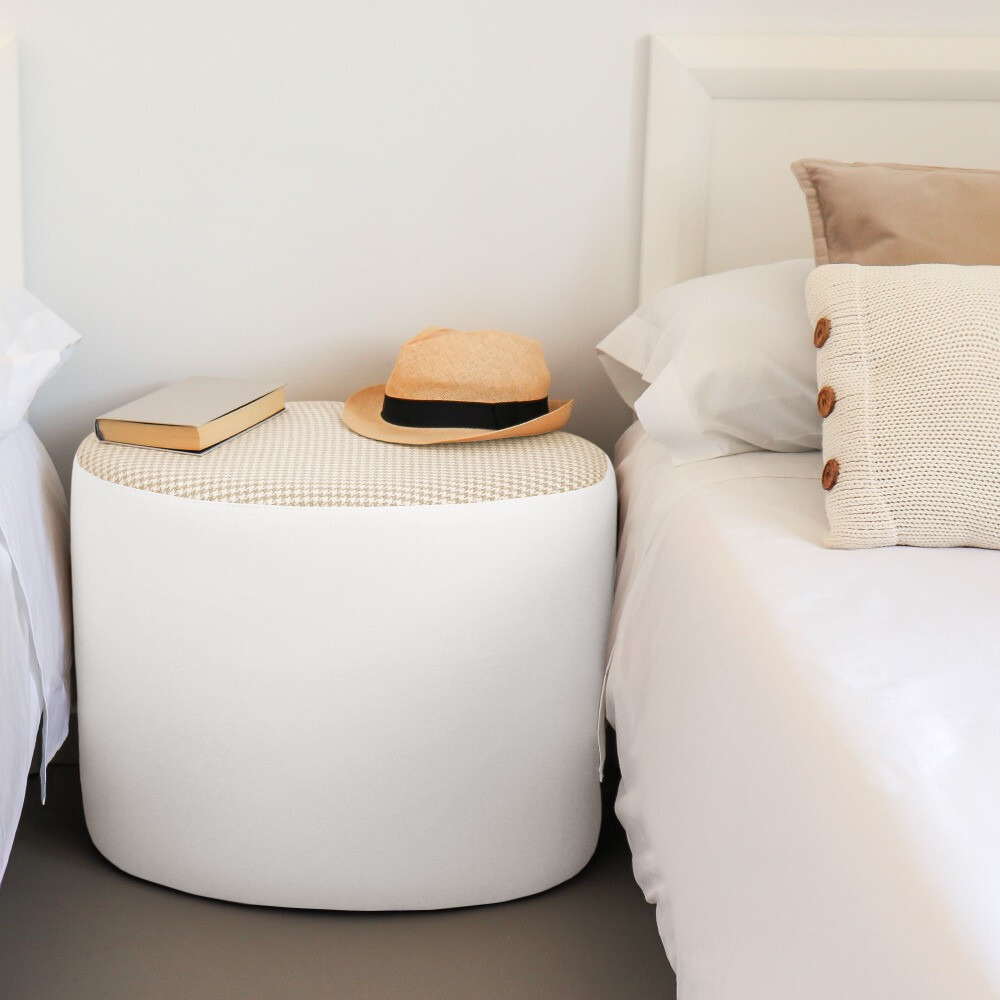 Pouf sgabello Ovale Pinna Jacquard Bianco (2)