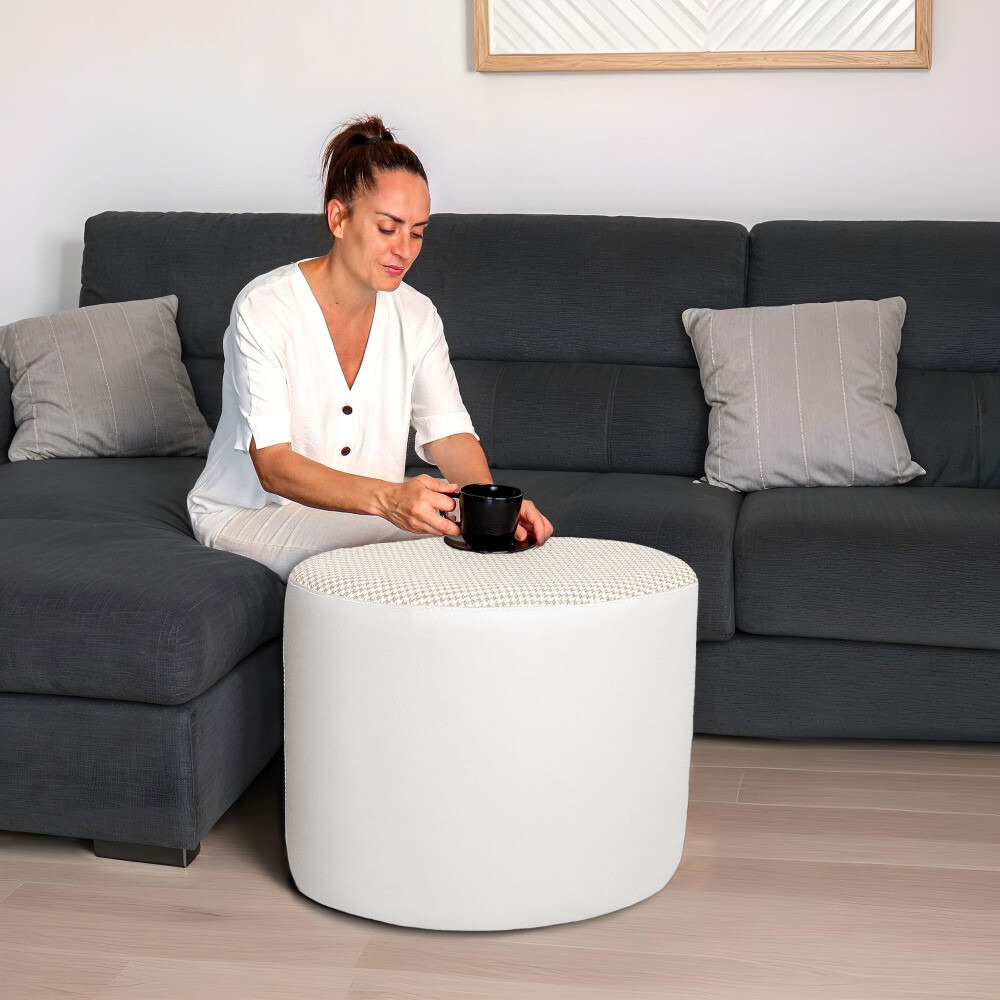 Pouf sgabello Ovale Pinna Jacquard Bianco (5)