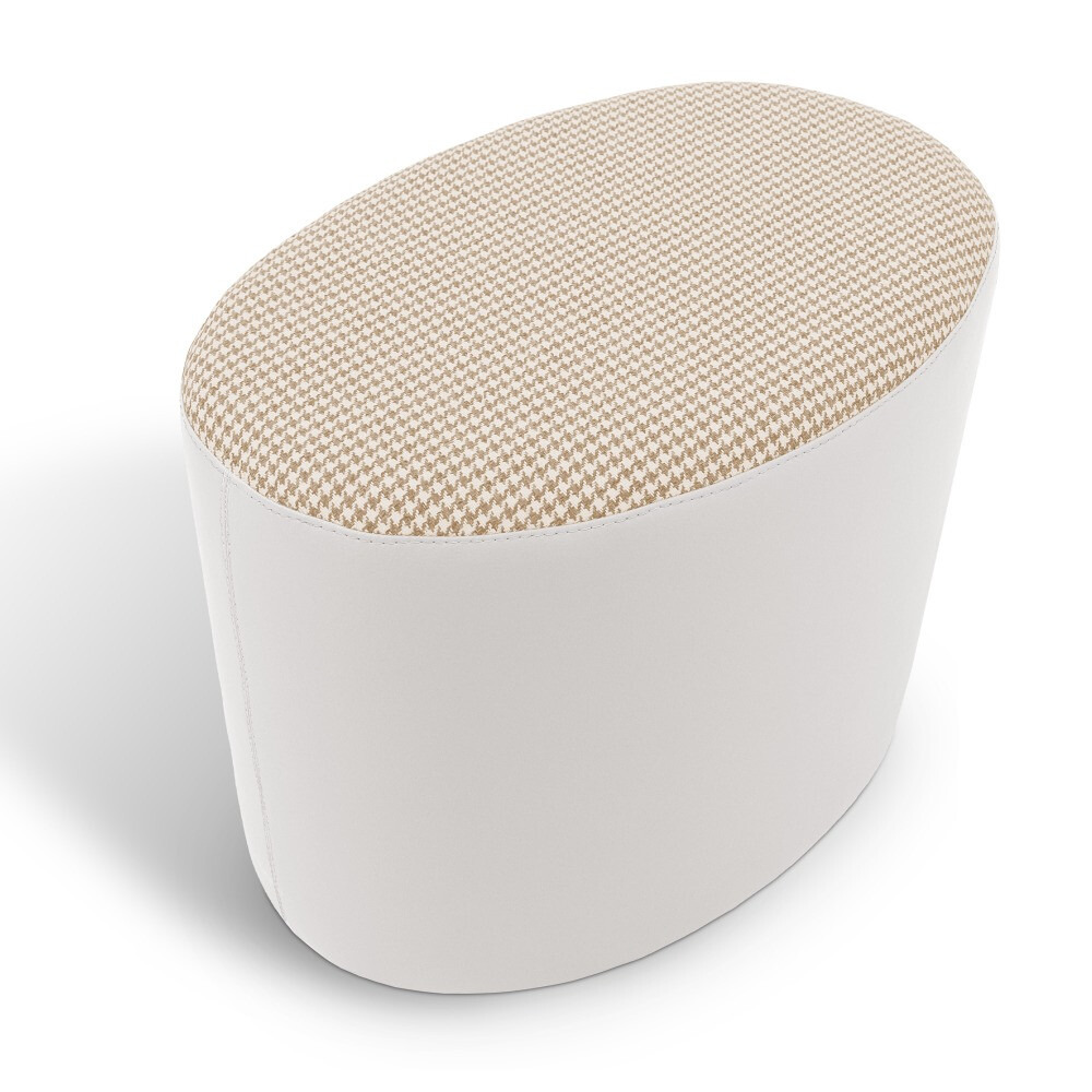 Pouf sgabello Ovale Pinna Jacquard Bianco (6)