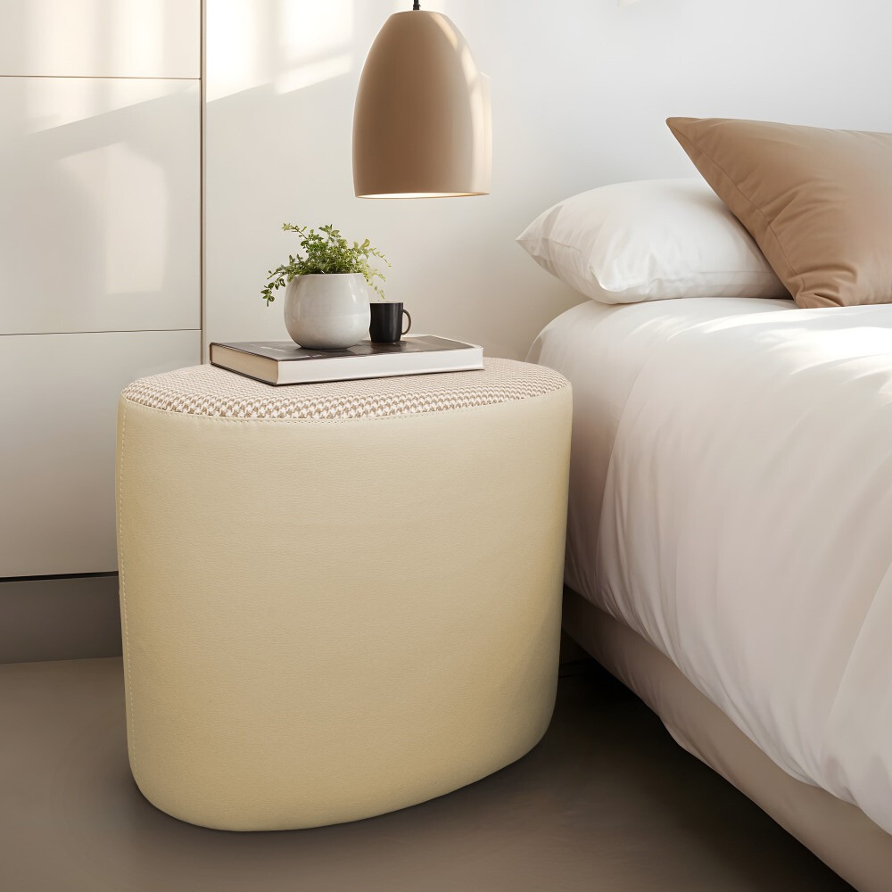Pouf sgabello Ovale Pinna Jacquard Ecrù (1)