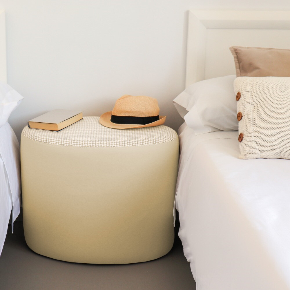 Pouf sgabello Ovale Pinna Jacquard Ecrù (2)