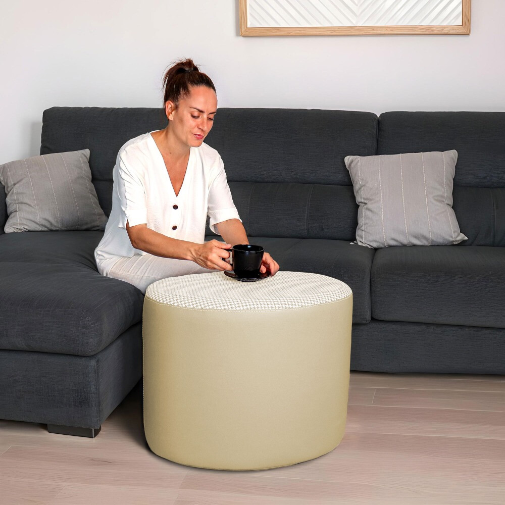 Pouf sgabello Ovale Pinna Jacquard Ecrù (5)