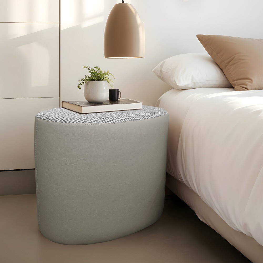 Pouf sgabello Ovale Pinna Jacquard Grigio Chiaro (1)