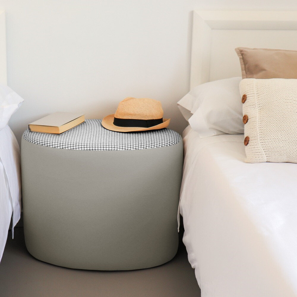 Pouf sgabello Ovale Pinna Jacquard Grigio Chiaro (2)