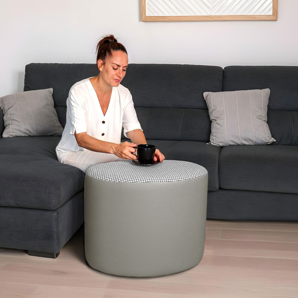 Pouf sgabello Ovale Pinna Jacquard Grigio Chiaro (5)
