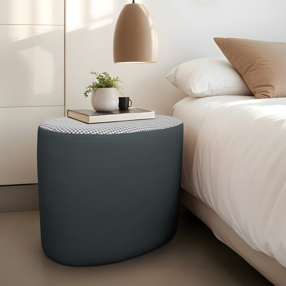 Pouf sgabello Ovale Pinna Jacquard Grigio (1)