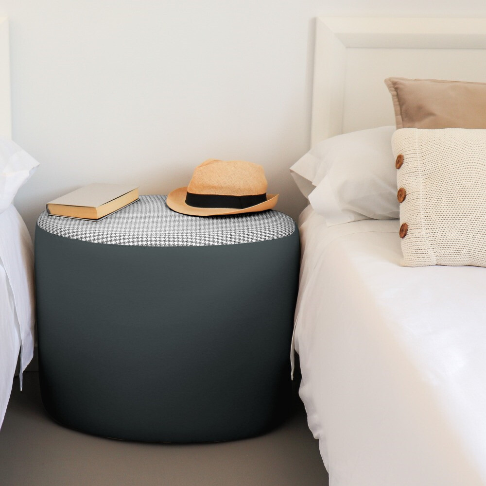 Pouf sgabello Ovale Pinna Jacquard Grigio (2)