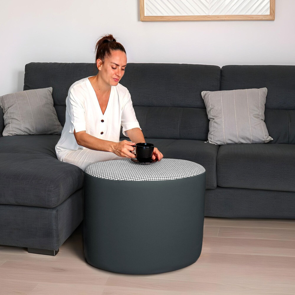 Pouf sgabello Ovale Pinna Jacquard Grigio (5)