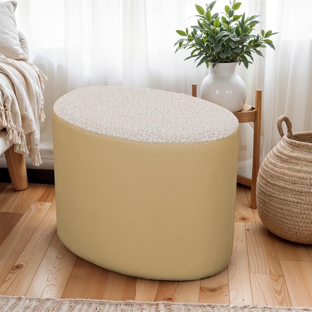 Pouf sgabello Ovale Teddy Jacquard Beige (1)