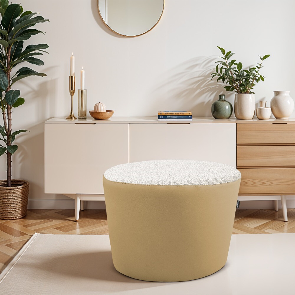 Pouf sgabello Ovale Teddy Jacquard Beige (6)