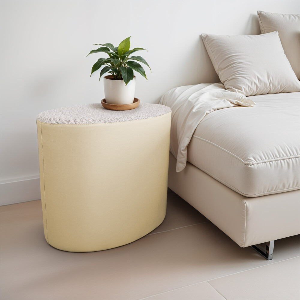 Pouf sgabello Ovale Teddy Jacquard Ecrù (5)