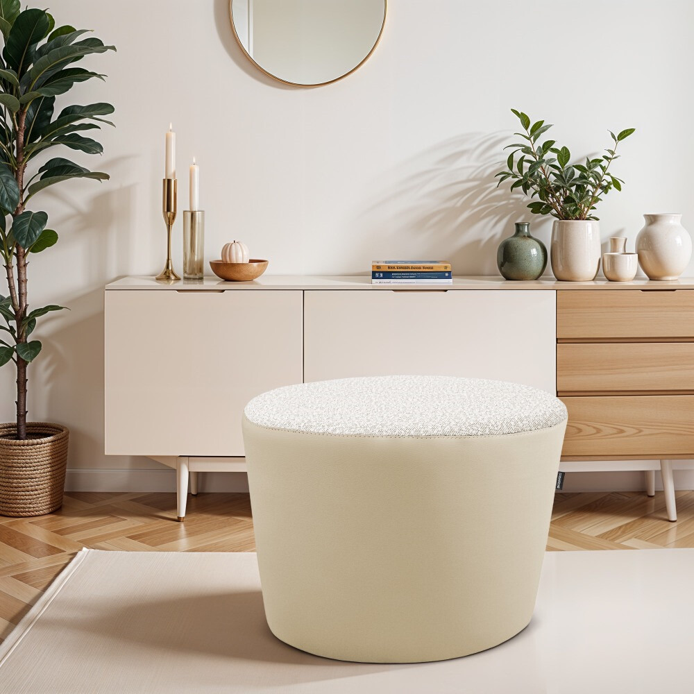 Pouf sgabello Ovale Teddy Jacquard Ecrù (6)