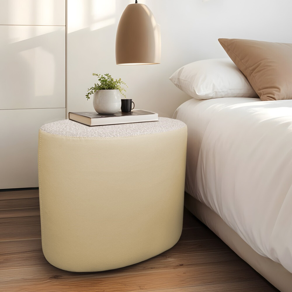 Pouf sgabello Ovale Teddy Jacquard Ecrù (2)