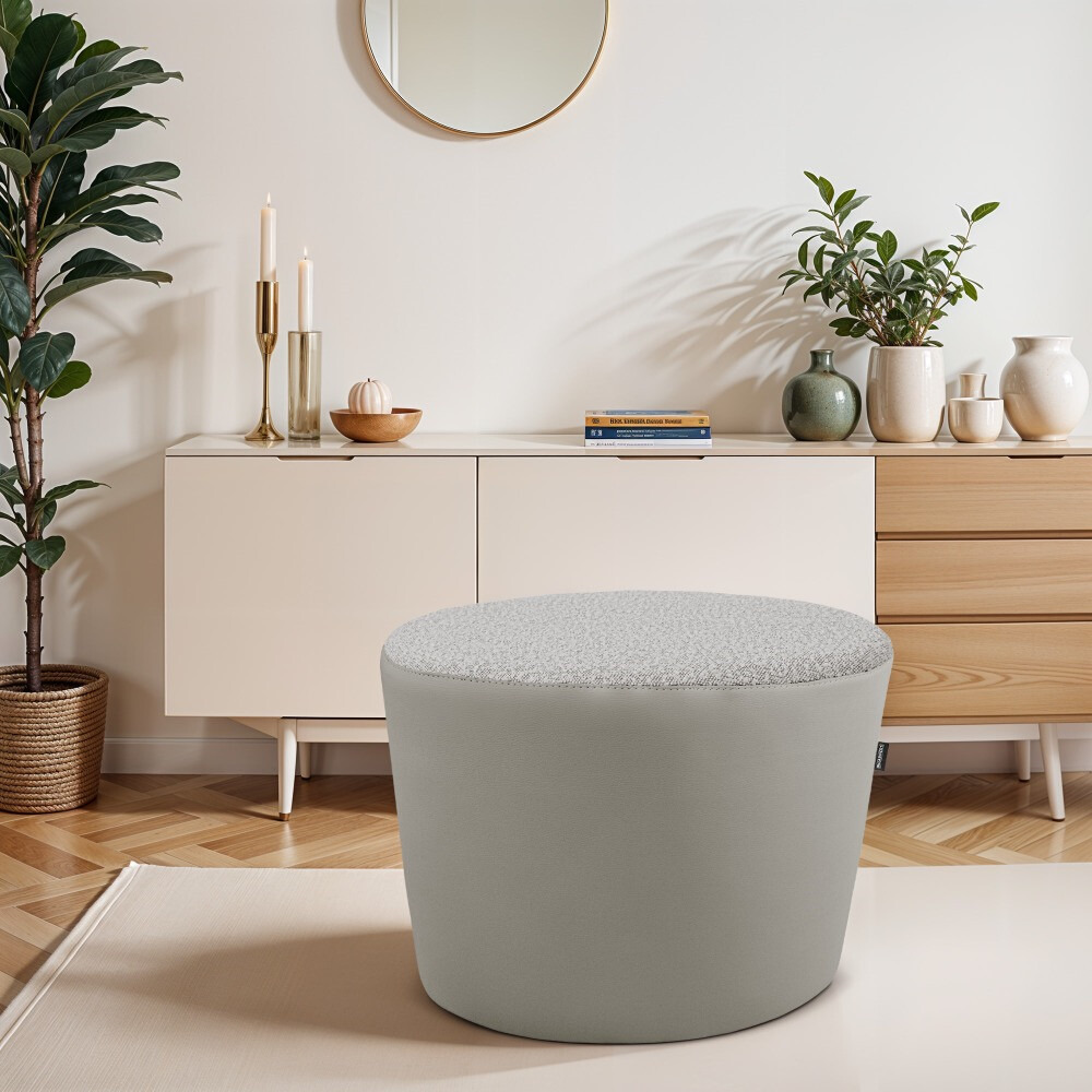 Pouf sgabello Ovale Teddy Jacquard Grigio Chiaro (6)