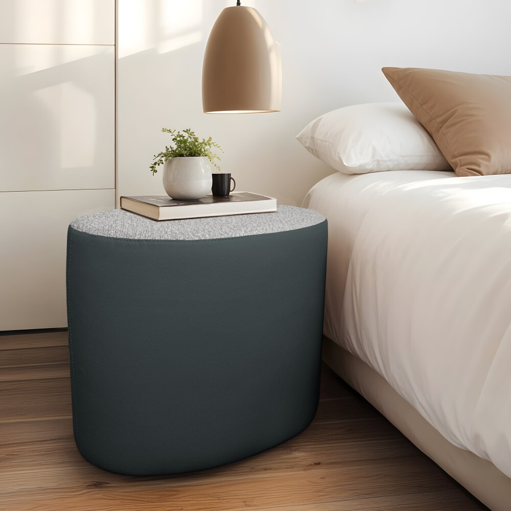 Pouf sgabello Ovale Teddy Jacquard Grigio (2)